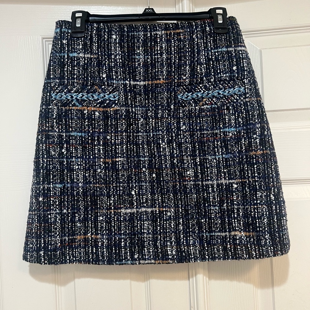 SANDRO Paris Marietha Navy Blue Tweed Mini SKIRT Preppy Old Money Academia SZ‎ 2 - Picture 9 of 12